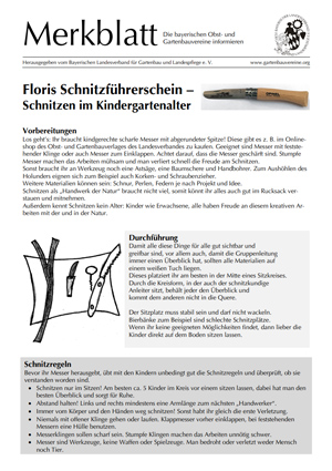 Kindermerkblatt: Floris Schnitzführerschein (Quelle: Bayerischer Landesverband)