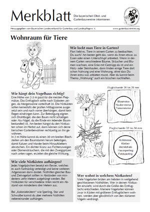 Merkblatt: Wohnraum für Tiere (Quelle: Bayerischer Landesverband)